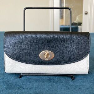 Coach Slim Envelope Wallet In Colorblock black white turnlock closure